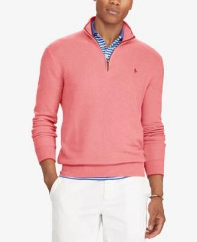 Shop Polo Ralph Lauren Men's Half-zip Sweater In Salmon Heather
