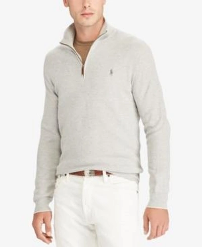 Shop Polo Ralph Lauren Men's Half-zip Sweater In Grey Cream Heather
