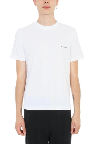 Shop Balenciaga Logo Print Jersey Classic White T-shirt