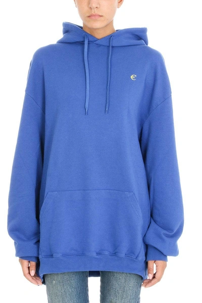 Shop Vetements Oversized Hoodie With Print In Blue