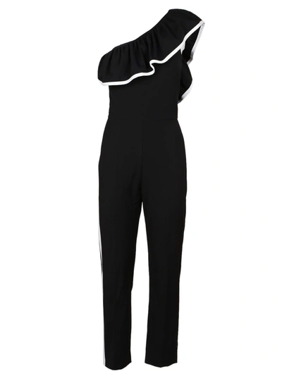 Msgm One-shoulder Ruffle Jumpsuit, Black | ModeSens