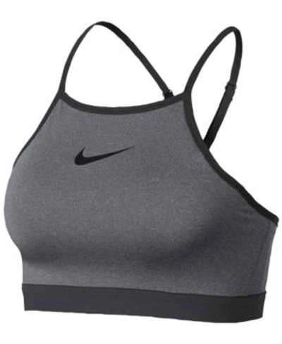 Shop Nike Pro High-neck Racerback Low-impact Sports Bra In Carbon Heather