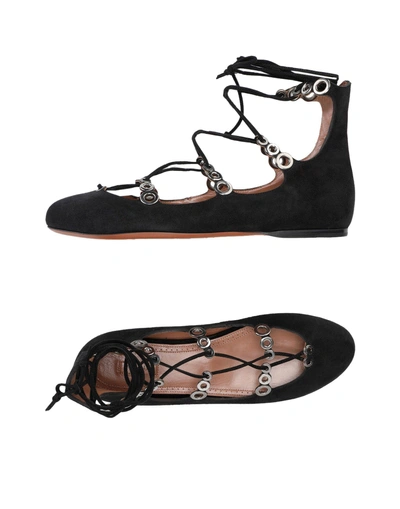 Shop Alaïa Woman Ballet Flats Black Size 10 Soft Leather