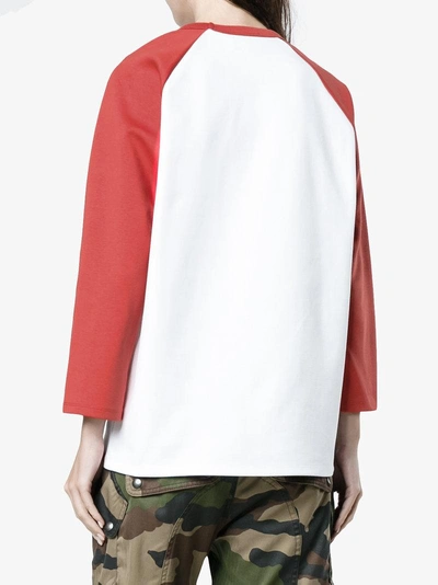 Shop Acne Studios Noise Long Sleeve Baseball Top In Red