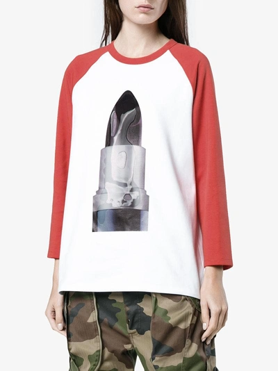 Shop Acne Studios Noise Long Sleeve Baseball Top In Red