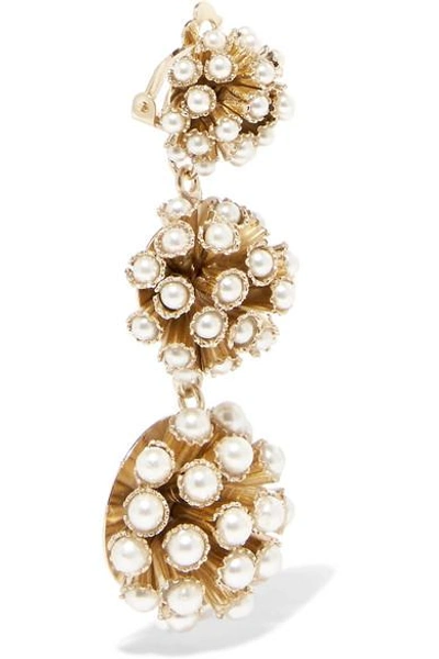 Shop Rosantica Futura Gold-tone Faux Pearl Clip Earrings