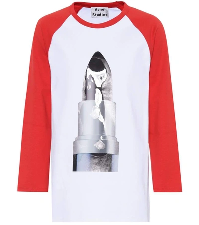 Shop Acne Studios Noise Cotton Baseball T-shirt In Red