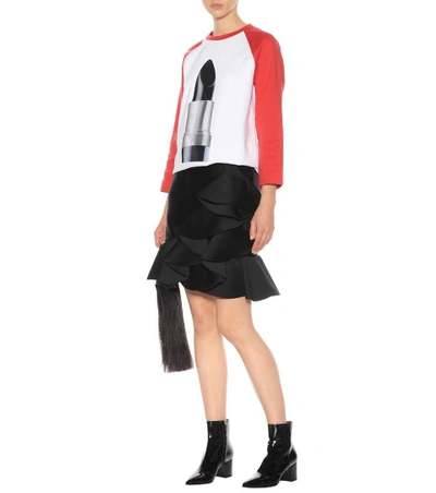 Shop Acne Studios Noise Cotton Baseball T-shirt In Red