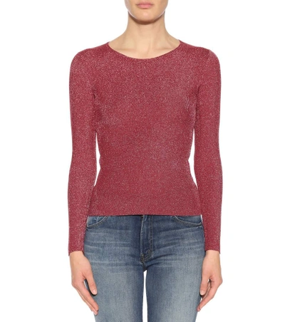 Shop Etro Metallic Knitted Top In Pink