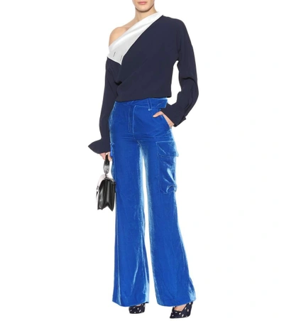 Shop Monse Velvet Wide-leg Trousers In Llue