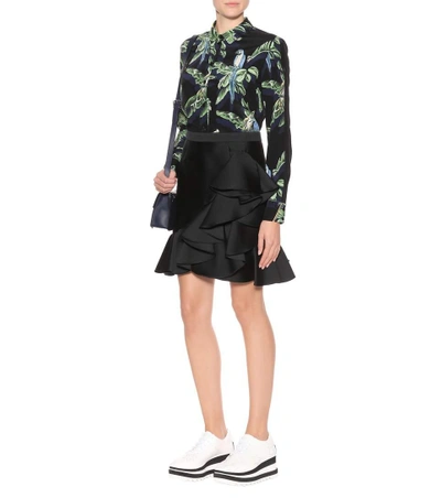 Shop Stella Mccartney Cotton And Silk-blend Skirt In Black