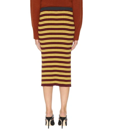 Shop Marni Striped Cotton-blend Skirt In Multicoloured
