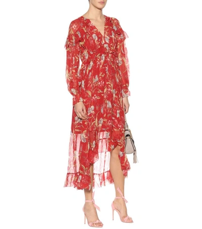 Shop Zimmermann Corsair Printed Silk Dress In Red