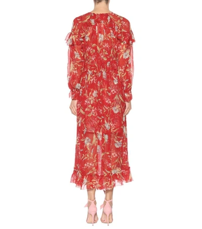 Shop Zimmermann Corsair Printed Silk Dress In Red
