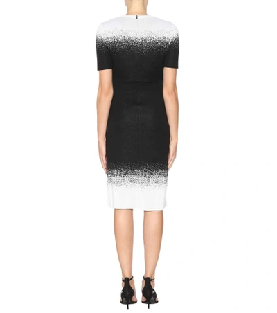 Shop Oscar De La Renta Knitted Wool-blend Dress In Black