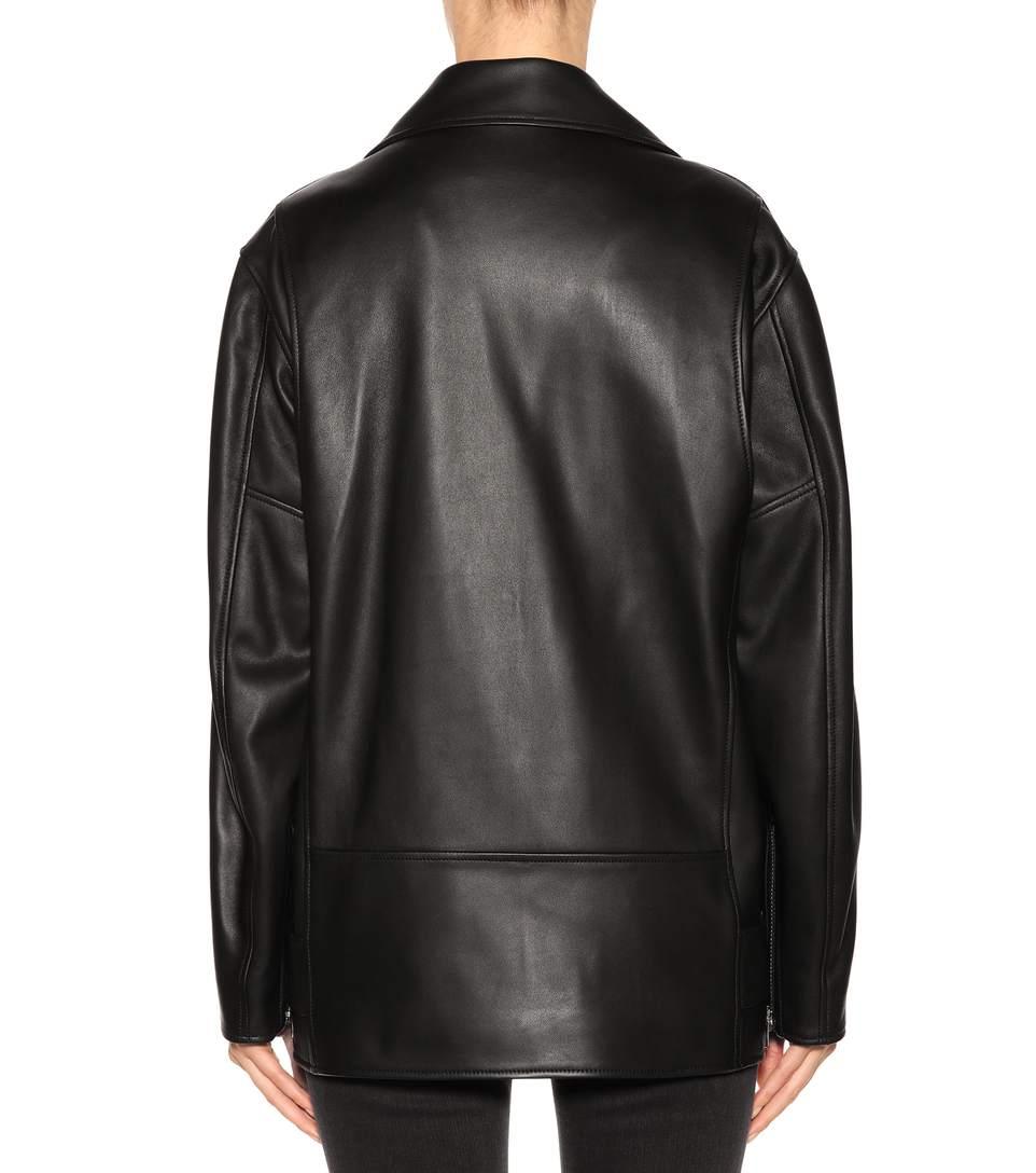 Acne Studios Myrtle Oversized Leather Biker Jacket In Female | ModeSens