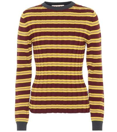 Shop Marni Striped Cotton-blend Sweater In Multicoloured