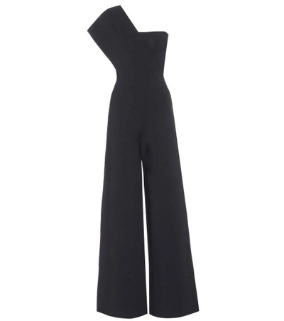 Shop Stella Mccartney One-shoulder Crêpe Jumpsuit In Black