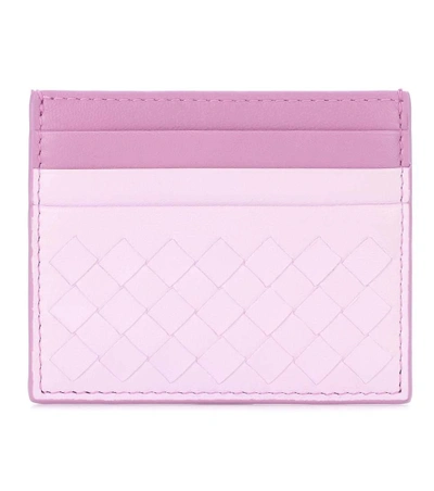Shop Bottega Veneta Intrecciato Leather Card Holder In Pink