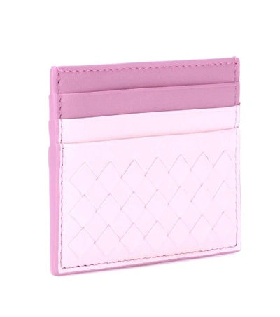 Shop Bottega Veneta Intrecciato Leather Card Holder In Pink
