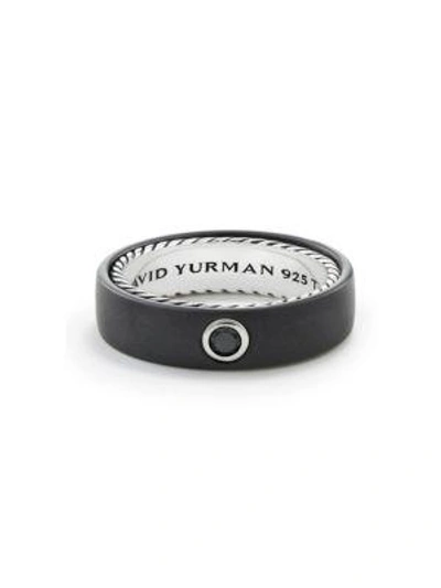 Shop David Yurman Men's Streamline Sterling Silver, Titanium & Black Diamond Ring
