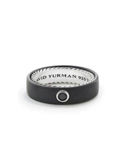 Shop David Yurman Men's Black Diamond, Titanium & Sterling Silver Streamline Band Ring