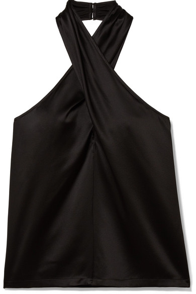 black silk halter neck top