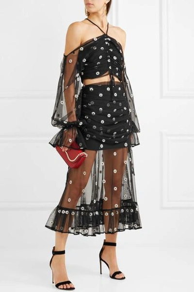 Shop Alice Mccall Le Lady Embroidered Tulle Skirt In Black
