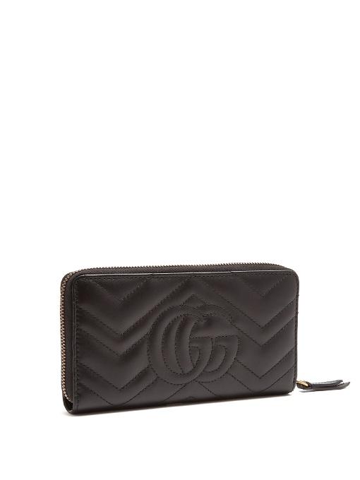 Gucci Gg Marmont Zip Around Wallet In Black | ModeSens