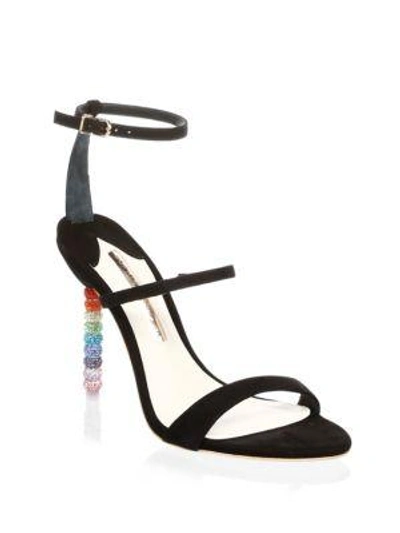 Shop Sophia Webster Rosalind Crystal-heel Suede Sandals In Black