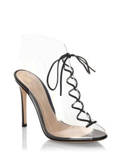 Shop Gianvito Rossi Plexi Lace-up Booties In Black