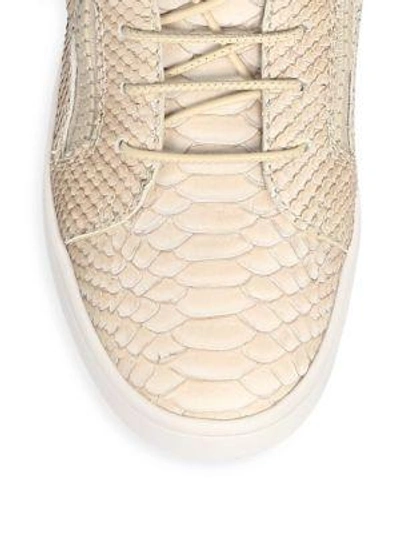 Shop Giuseppe Zanotti Embossed Leather Low-top Sneakers In Tapioca