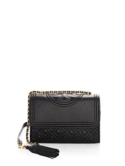 Shop Tory Burch Fleming Small Leather Shoulder Bag In Black