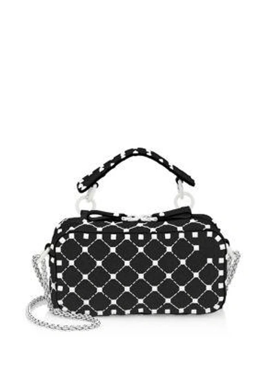 Shop Valentino Studded Leather Crossbody Bag In Black