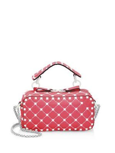 Shop Valentino Studded Leather Crossbody Bag In Bright Pink