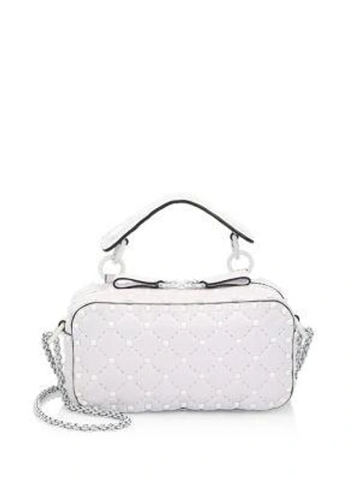 Shop Valentino Studded Leather Crossbody Bag In Bright Pink