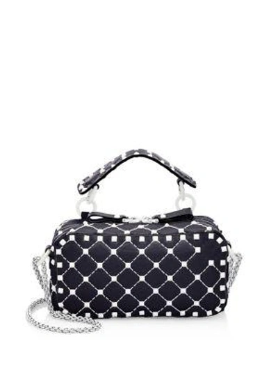 Shop Valentino Studded Leather Crossbody Bag In Marine