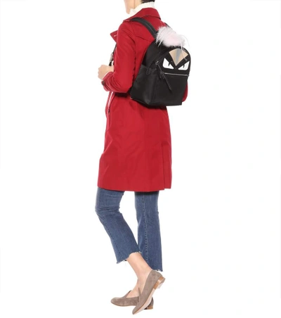 Shop Fendi Fur-trimmed Backpack In Black