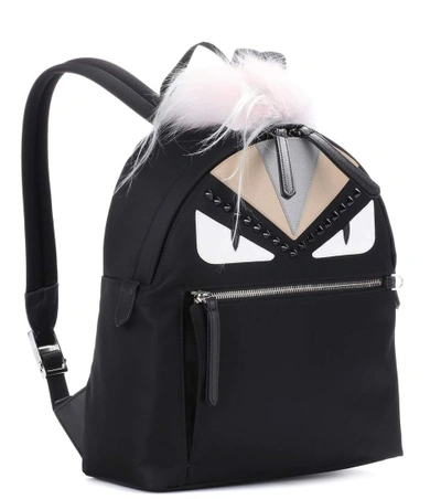 Shop Fendi Fur-trimmed Backpack In Black