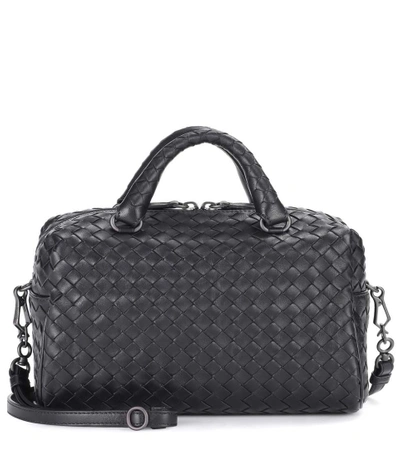 Shop Bottega Veneta Intrecciato Leather Crossbody Bag In Black