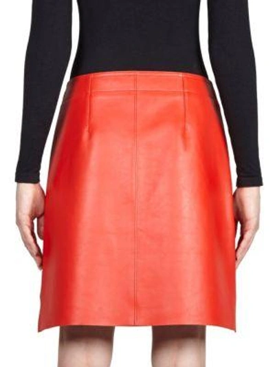 Shop Acne Studios Studded Leather Skirt In Red