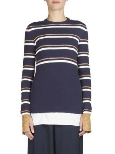 Shop Cedric Charlier Striped Long-sleeve Knit Top In Multi