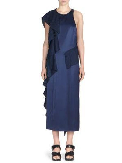 Shop Kenzo Ruffled Midi Dress In Navy Blue