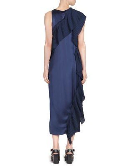 Shop Kenzo Ruffled Midi Dress In Navy Blue