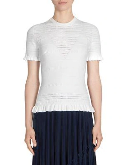 Shop Kenzo Lace Hole Sweater In White