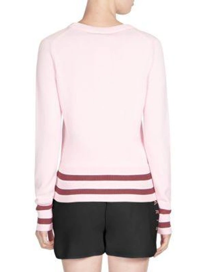 Shop Kenzo Striped Trim Sweater In Flamingo Pink