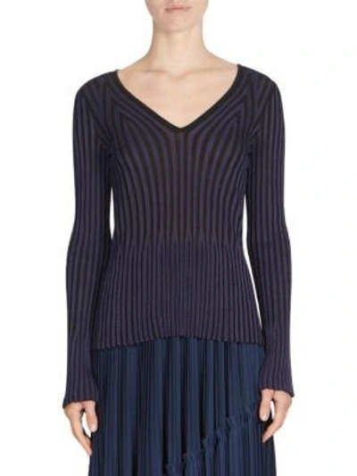 Shop Kenzo Pleated V-neck Sweater In Black Multi