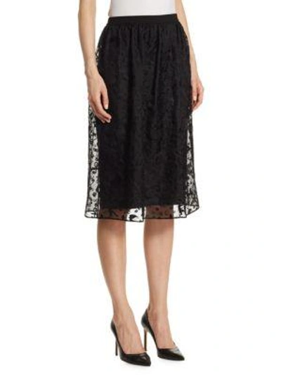 Shop Thom Browne Sheer Organza Knit Skirt In Black