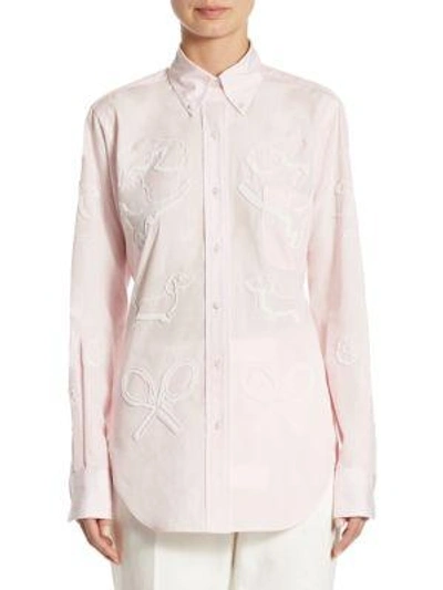 Shop Thom Browne Oversized Bead Embroidery Shirt In Light Pink