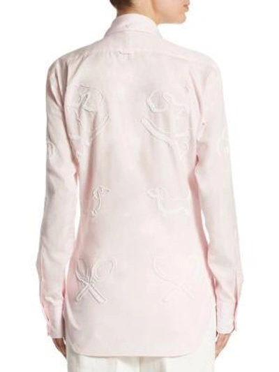 Shop Thom Browne Oversized Bead Embroidery Shirt In Light Pink